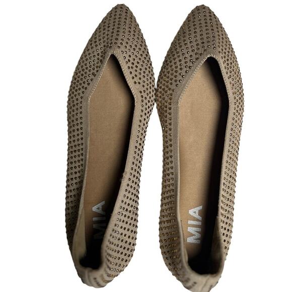MIA Beige Knit Pointed Toe Flats w/ Rhinestones Size 7 Izzy-T - Picture 1 of 10